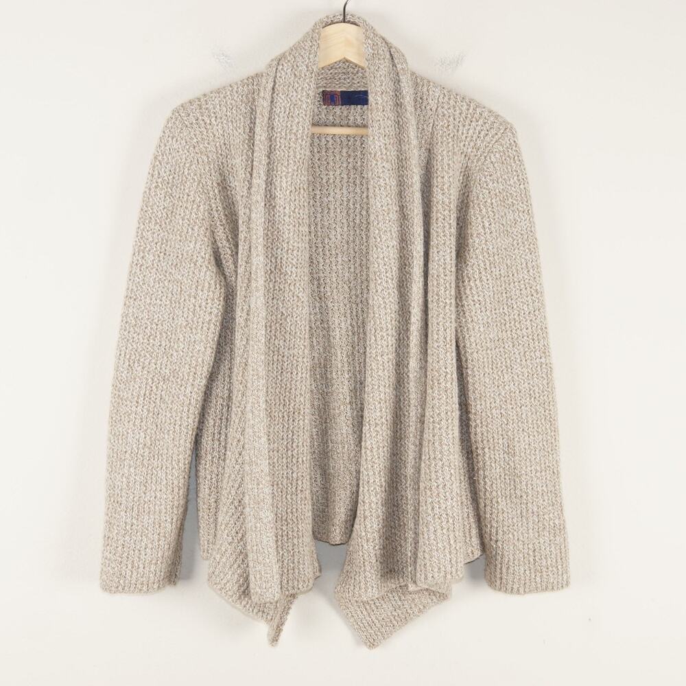 Pankara Baby Llama Brown Beige Wool Shawl Collar Cardigan Womens Sz XS - S